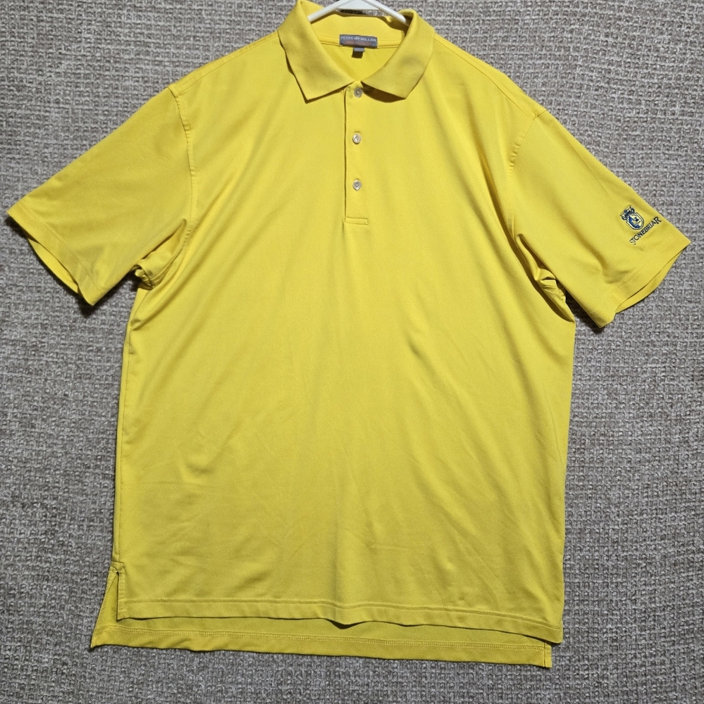 Peter Millar Summer Comfort Polo STONEBRIAR on Sleeve Size Large